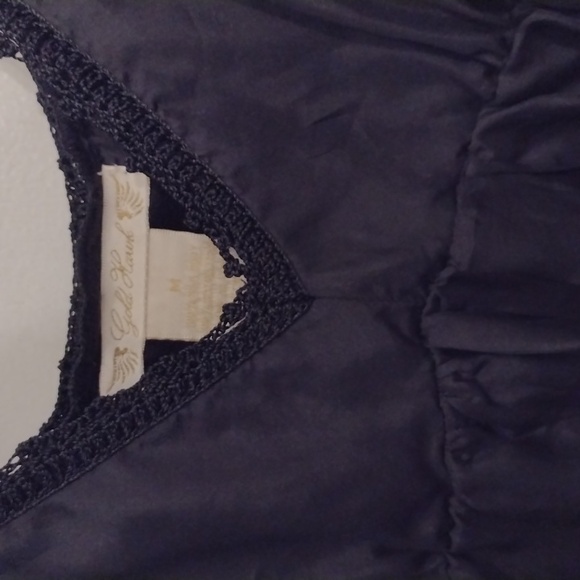 NEW Gold Hawk Black Silk Double Layer Silk Babydoll Camisole Tank Size Medium - Picture 2 of 16